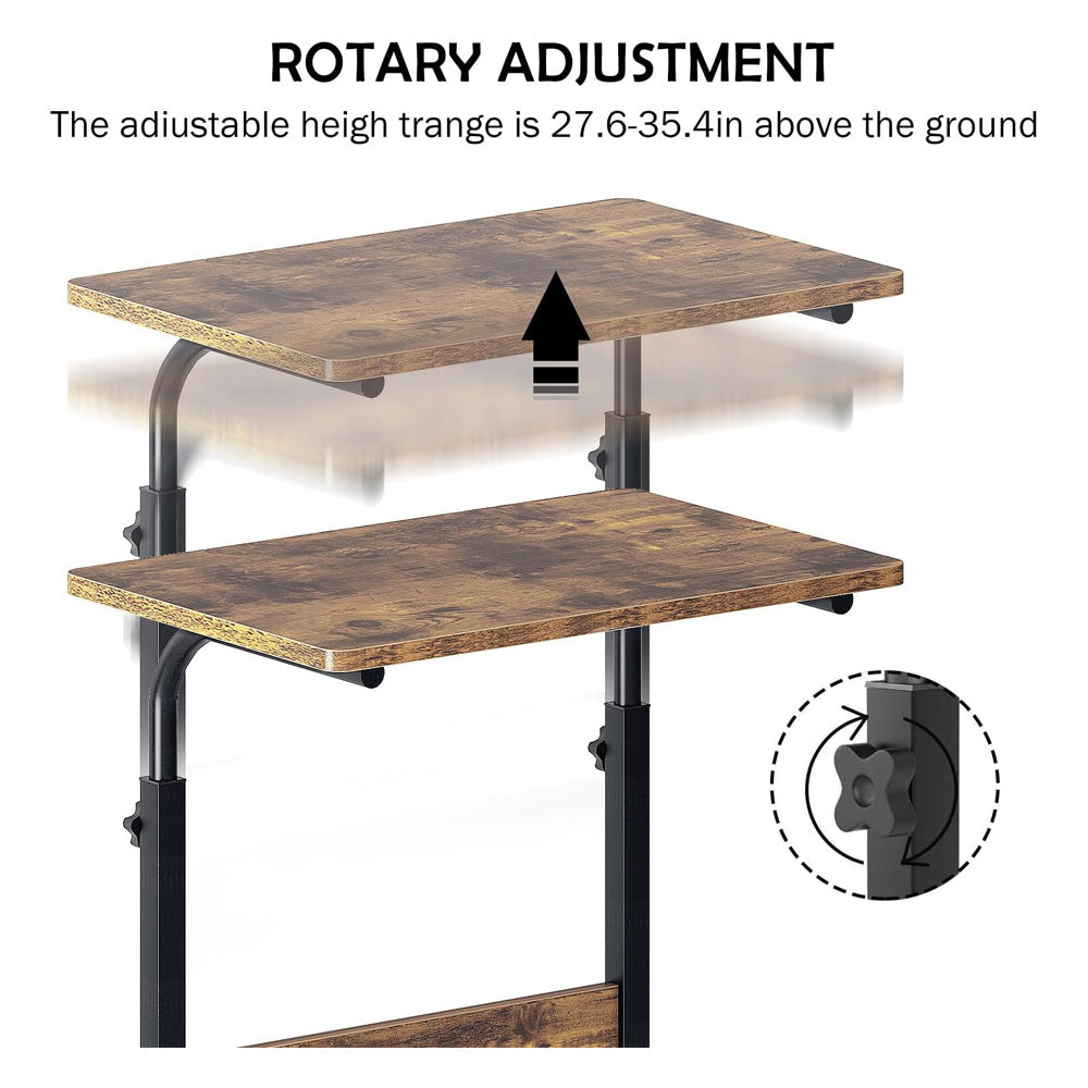 Adjustable Tray Table Rolling Sofa Side Snack With Wheels Portable