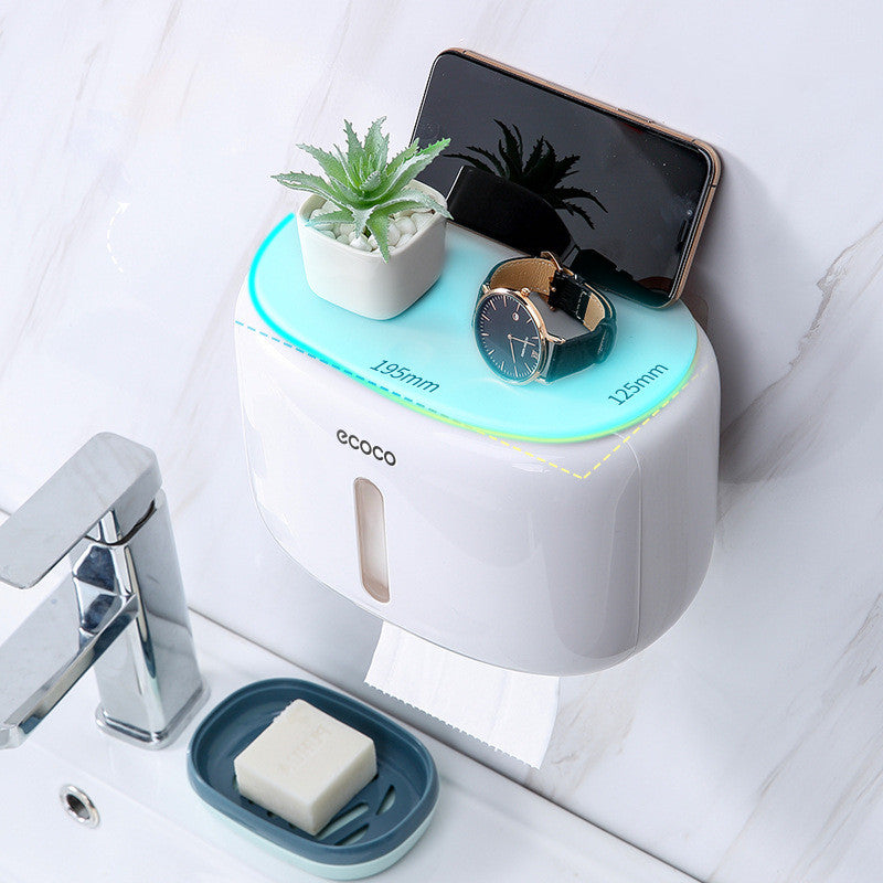 Wall-Mounted Waterproof Toilet Tissue Box Rack with Perforated Design