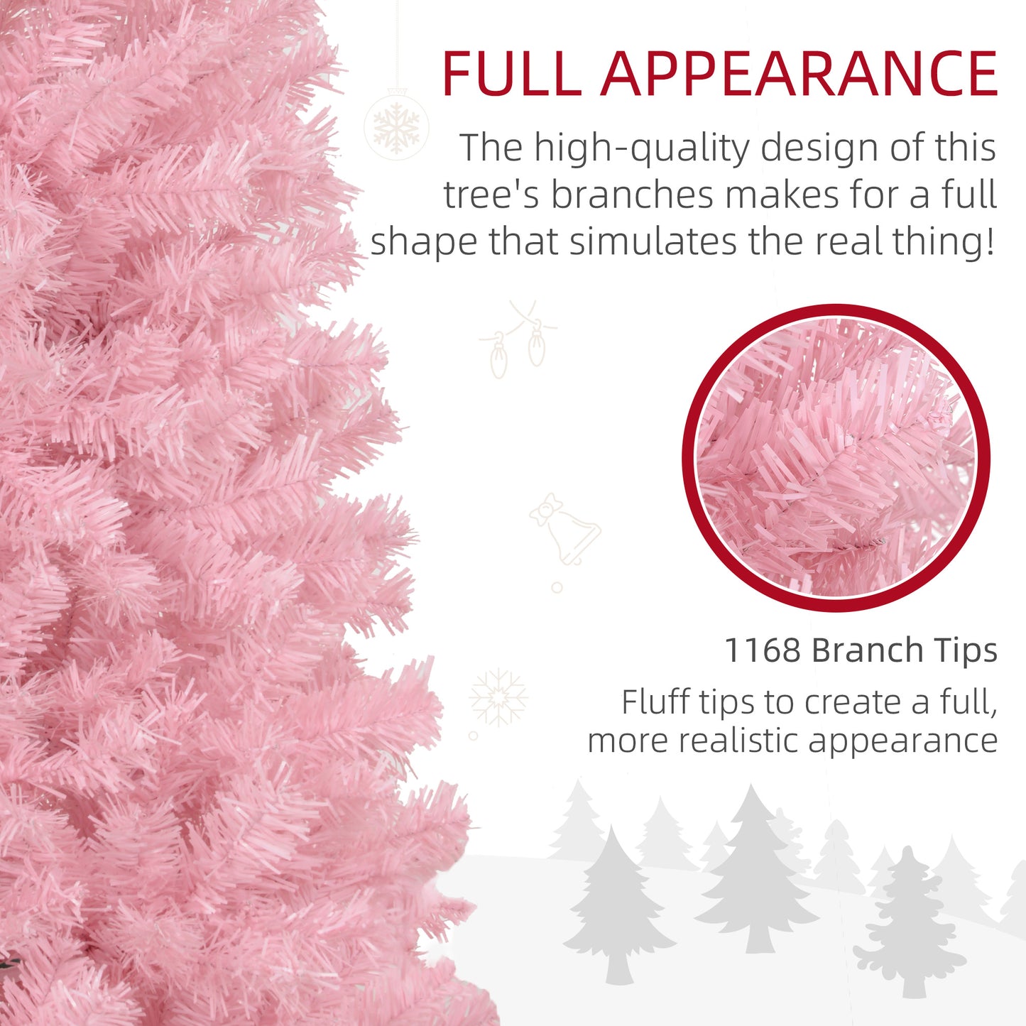 8-Foot Pink Artificial Christmas Tree with 1168 Realistic Branch Tips