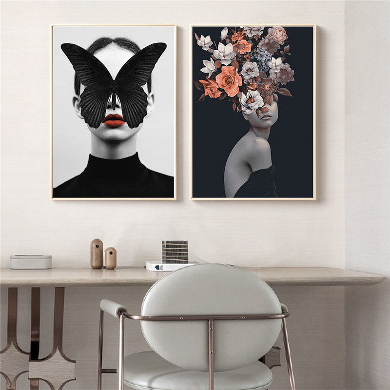 Abstract Floral Canvas Wall Art Poster for Living Room Decor