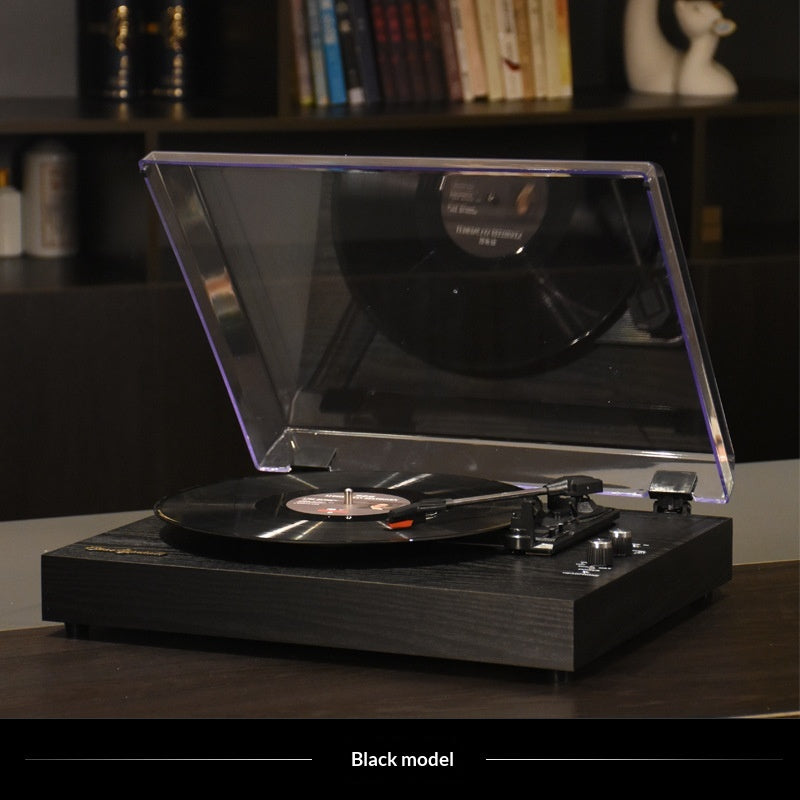 Vinyl Record Player with Bluetooth & Dual Speakers - Desktop Acrylic Dust Cover