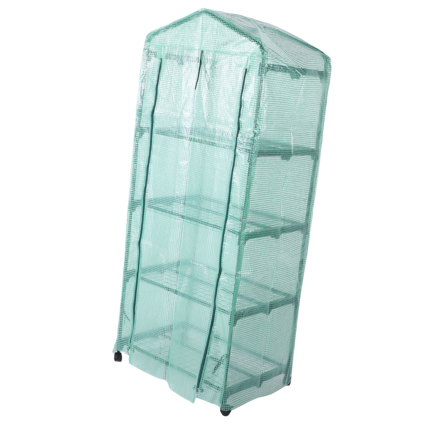 Portable Greenhouse with PE Cover, 4-Tier Indoor Outdoor Garden House with 360° Wheels