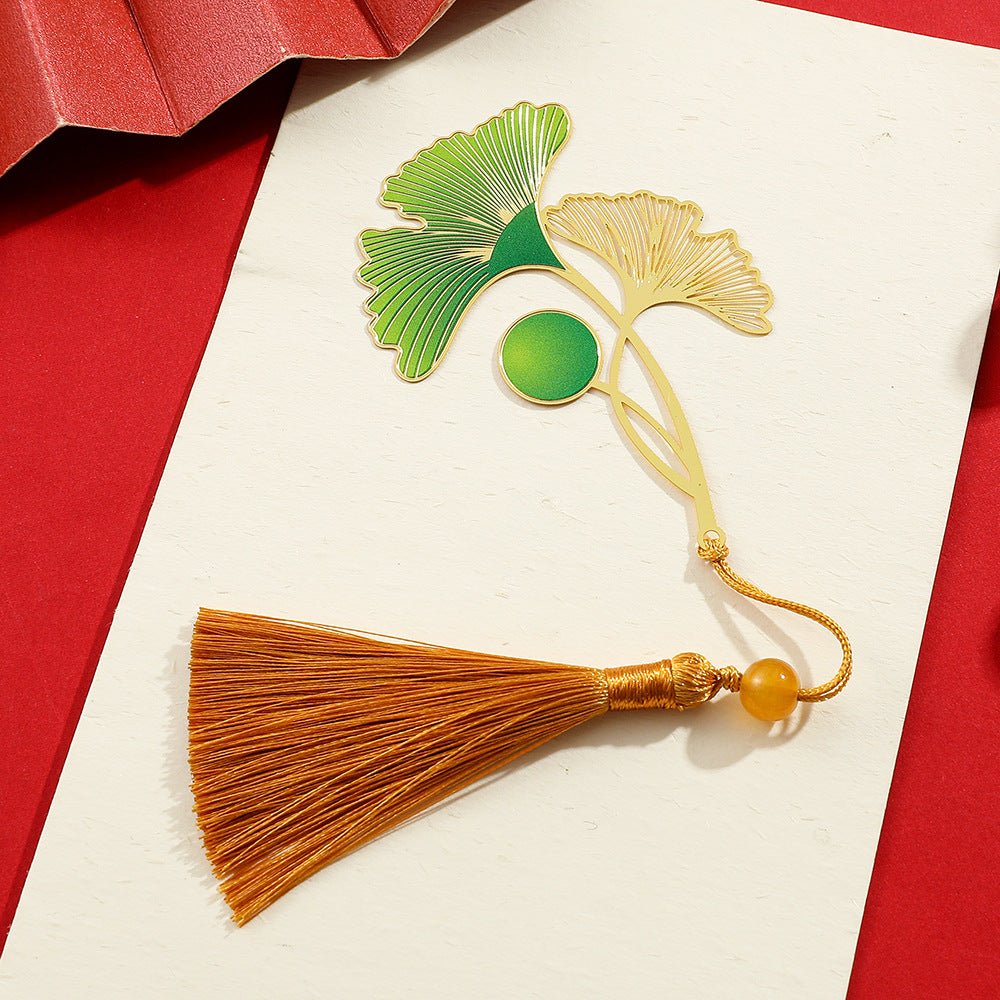 Metal Leaf Vein Bookmark - Classical Art Style, Four Seasons Plant Design
