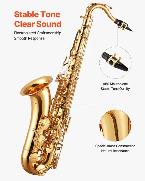 B Flat Tenor Saxophone Beginner Kit with Case and Accessories