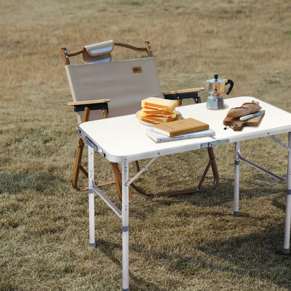 Home Use Aluminum Alloy Folding Table 90x60x70cm - White, Portable & Space-Saving
