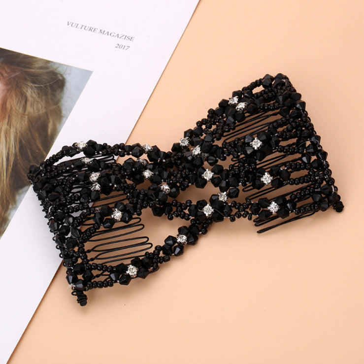 20-Tooth Beaded Hair Comb - Electroplated Alloy