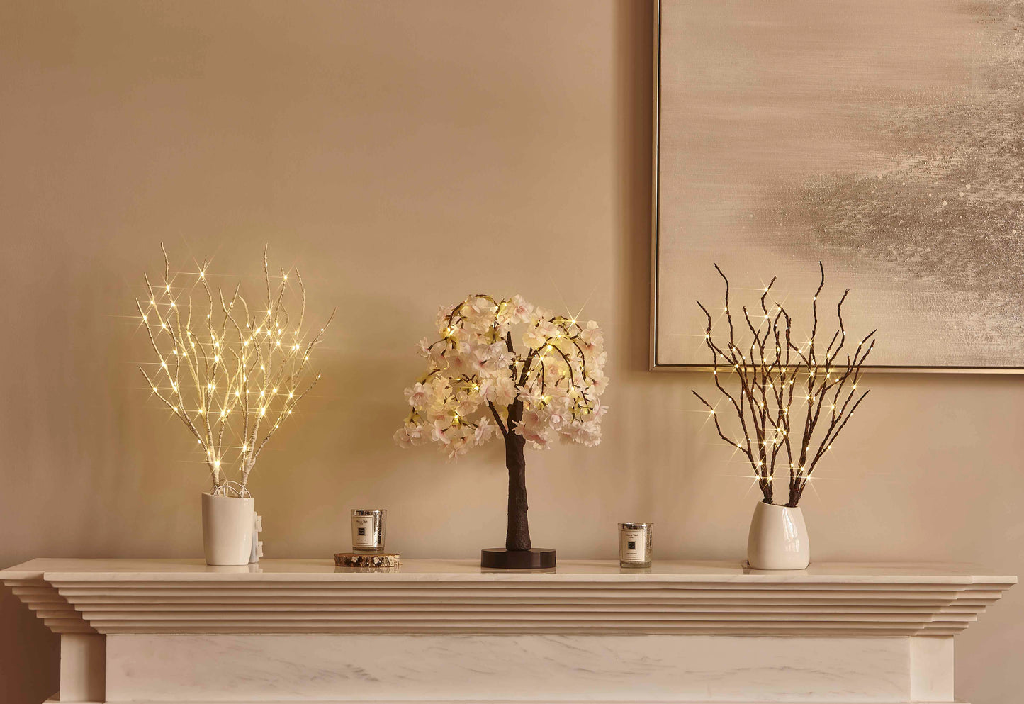 Cherry Blossom Tree LED Light with Simulated Petals - 18-Inch