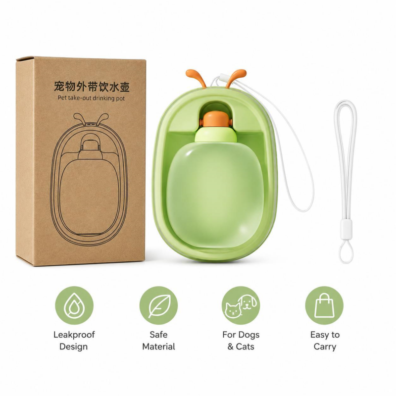 Portable Pet Water Bottle with Antlers, Leakproof Travel Cup for Dogs & Cats