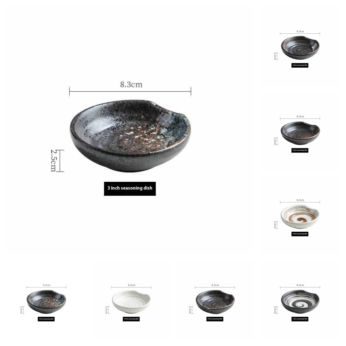 Ceramic Condiment Saucer Dish Set for Kitchen & Dining