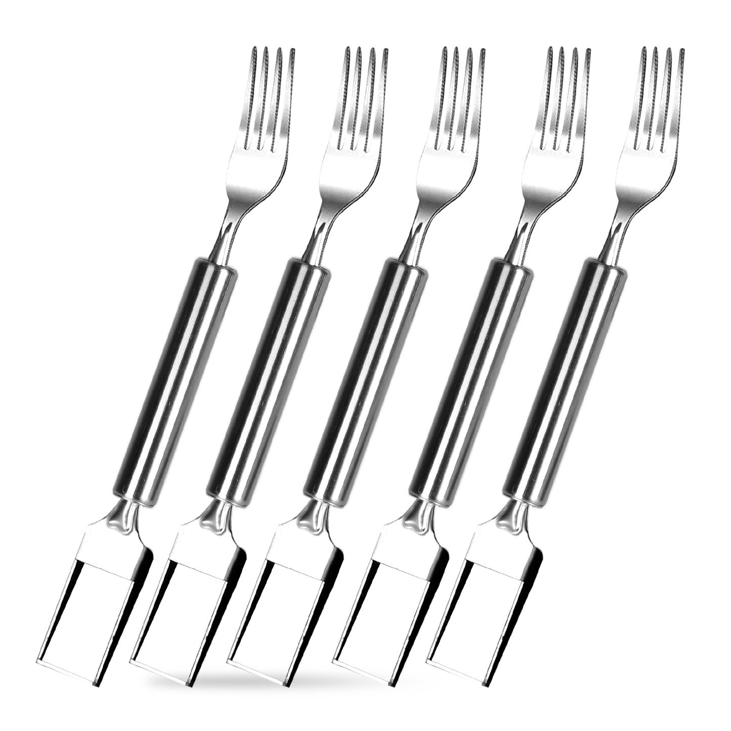 2-in-1 Watermelon Cutter Slicer Fork - 5 Pcs Stainless Steel Set