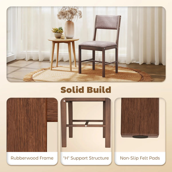Set of 4 Dining Chairs - Light Brown Upholstered Seats