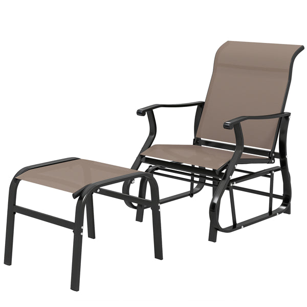 Outdoor Glider Chair with Ottoman - Steel & Breathable Mesh