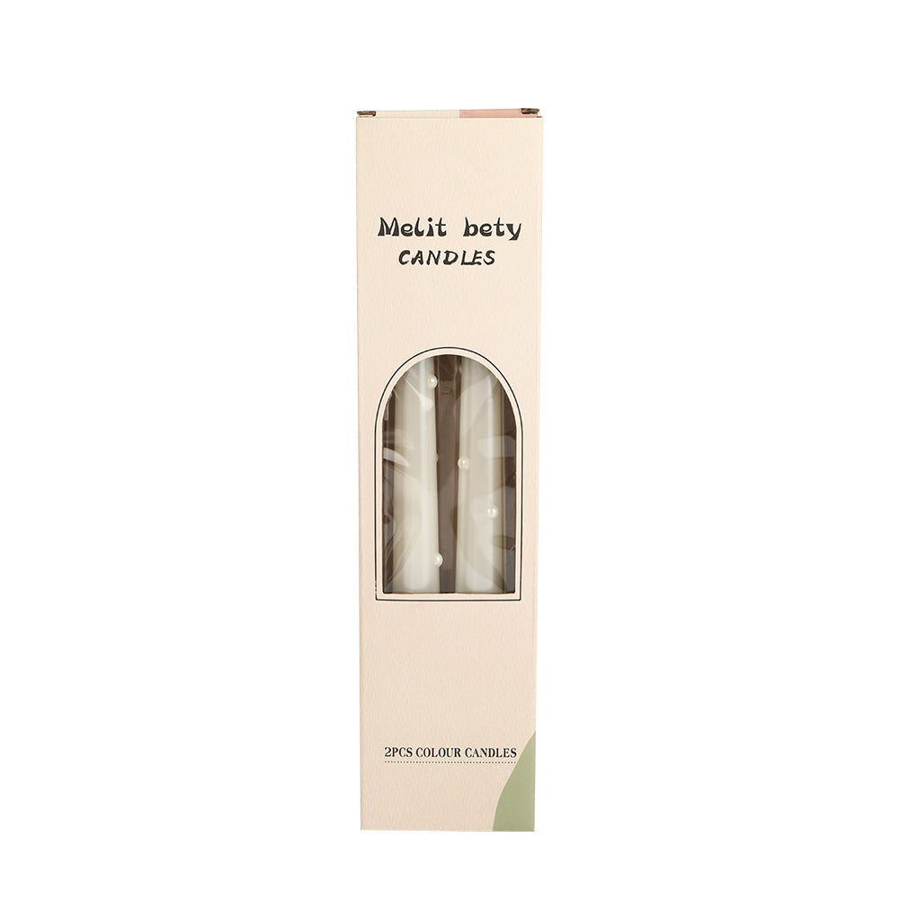 European-Style Electroplated Colored Pearl Long-Stem Candle for Home Use Smokeless