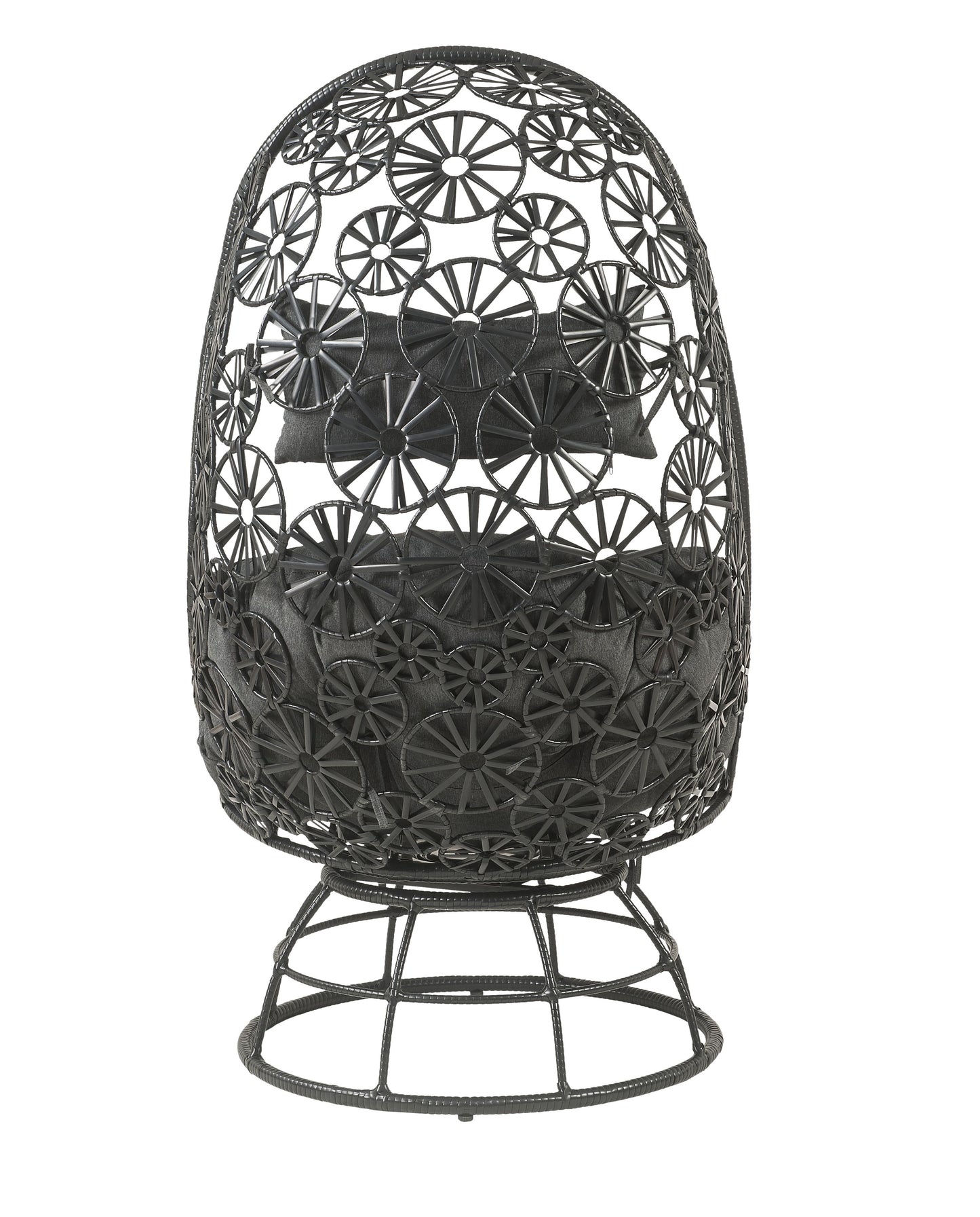 Patio Lounge Chair with Charcoal Fabric & Side Table - Black Wicker