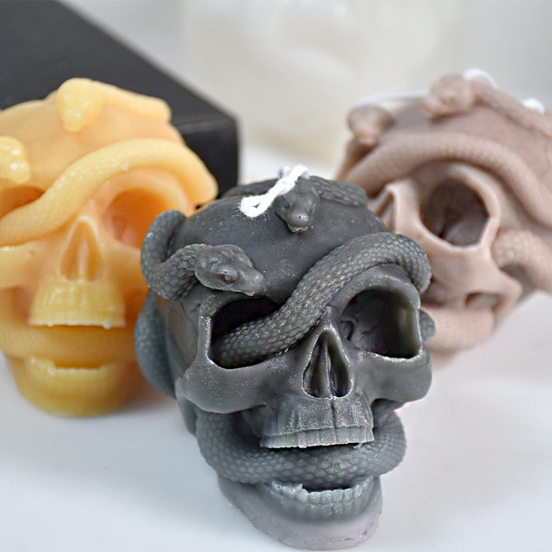 Skull Candle Mold Silicone DIY Halloween Decoration, Plaster Craft
