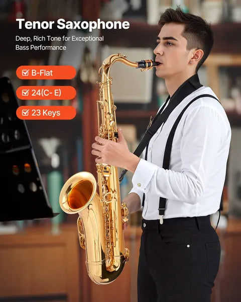 B Flat Tenor Saxophone Beginner Kit with Case and Accessories