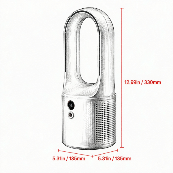 12.99 Inch Bladeless Desk Fan - Portable Quiet Tower Fan with 6-Speed USB Rechargeable