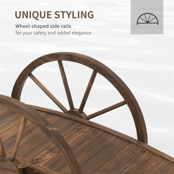 Wooden Garden Bridge 3.3ft Outdoor Arched Footbridge with Weather-Resistant Fir Wood