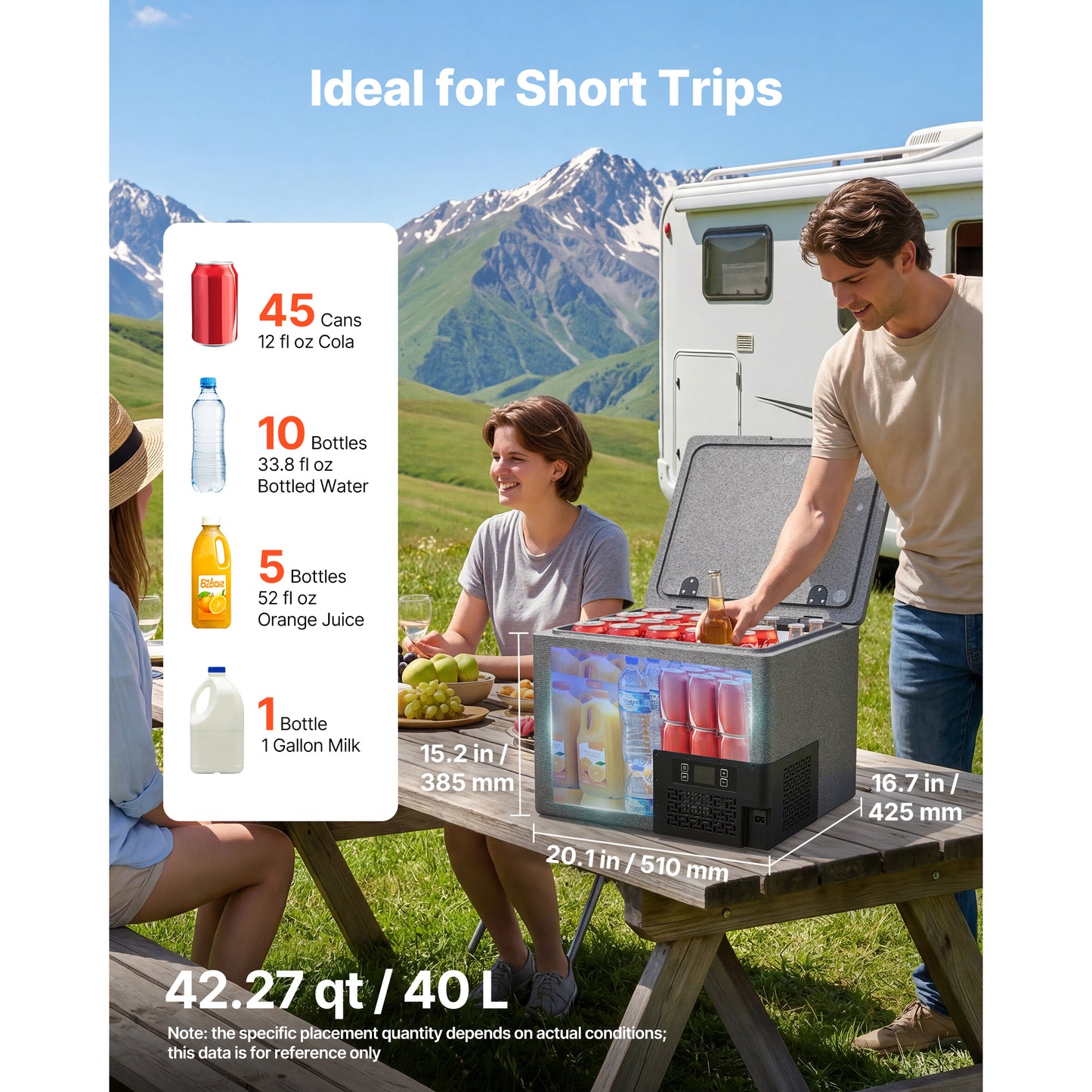 12V Portable Car Refrigerator 42QT/40L Cooler with APP Control, Ultra-Light Freezer for Camping & Travel