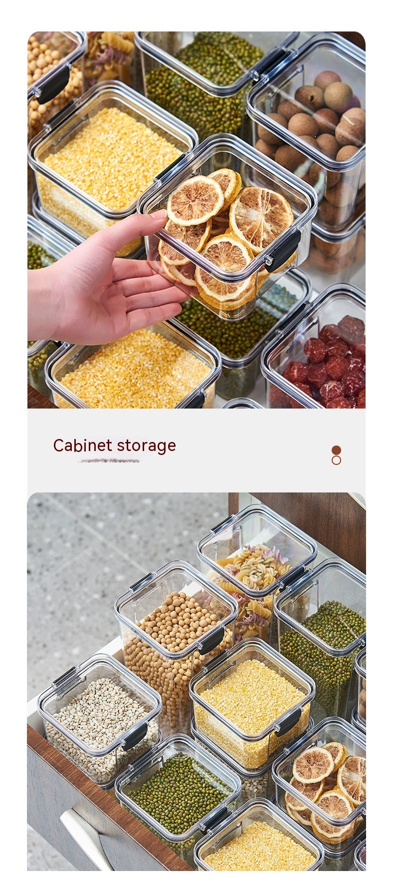 Food Grade Plastic Grain Storage Canisters with Sealed Lid - Stackable Food Containers