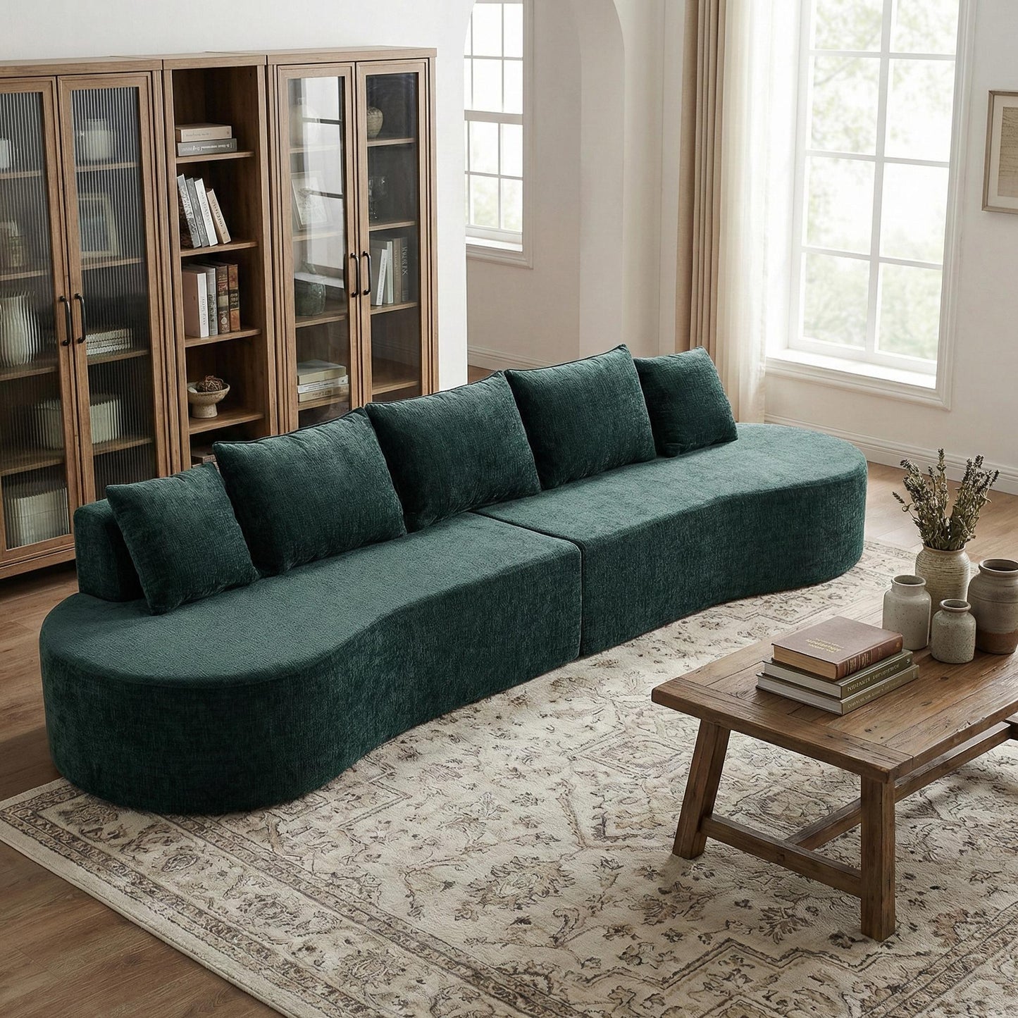 138.6 Modern Curved Modular Sectional Sofa With High-Density Fully