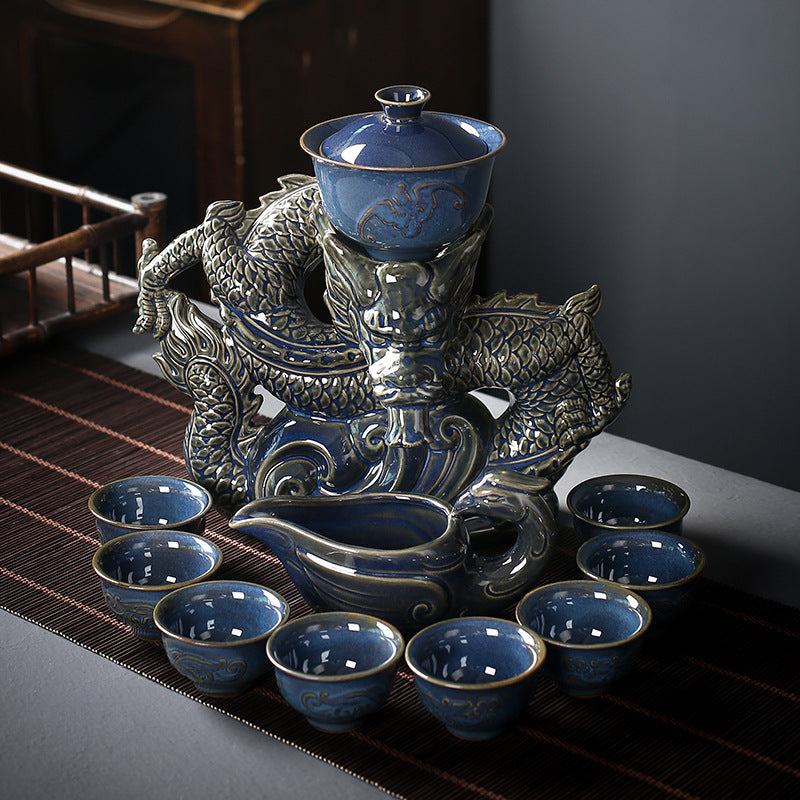 Ceramic Tea Set with Full Accessories - Semi-Automatic Style, Multiple Colors