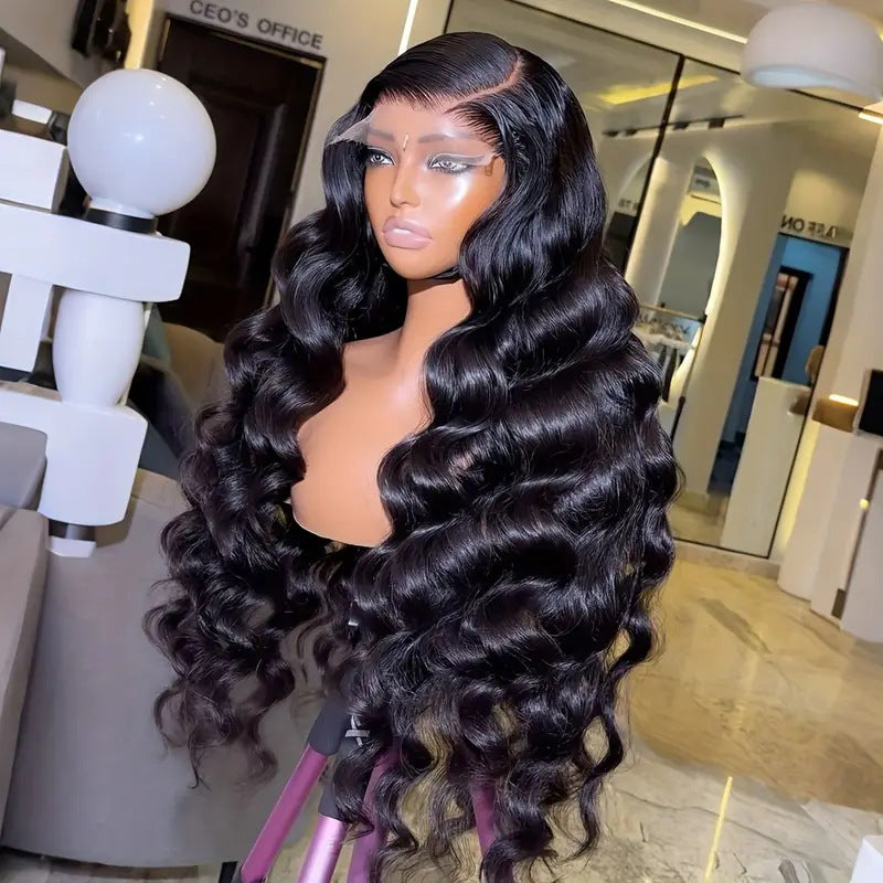 Mid-Length Curly Lace Wig for Women - Large Wave Hair with Bangs