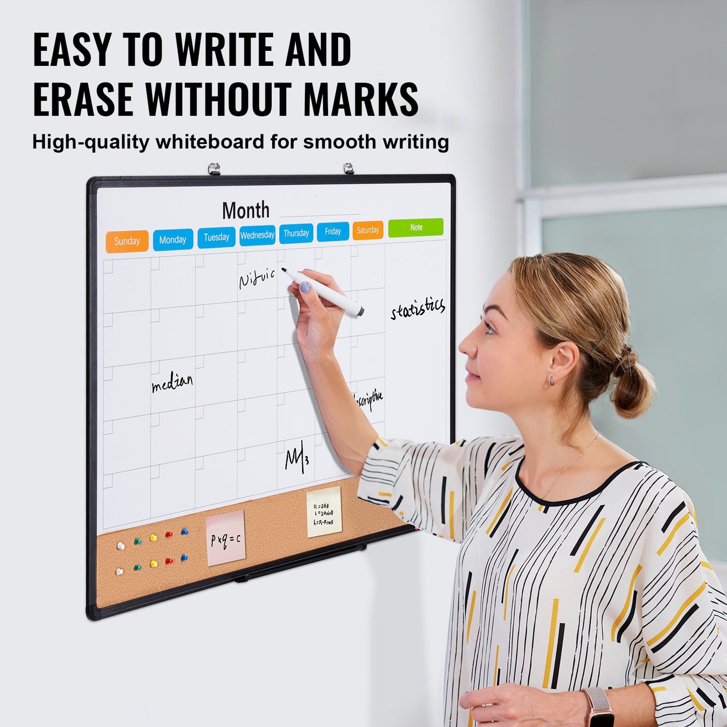 36 x 24 Monthly Calendar Whiteboard & Cork Board Combo