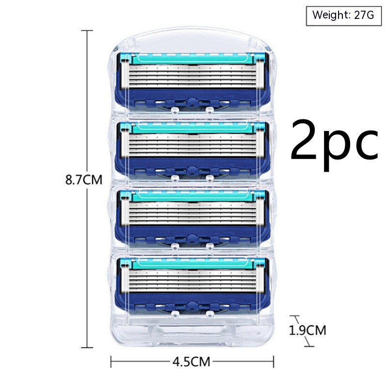 Men's Five-Layer Razor Head for Shaving - Blue, Pack of 1/2/8