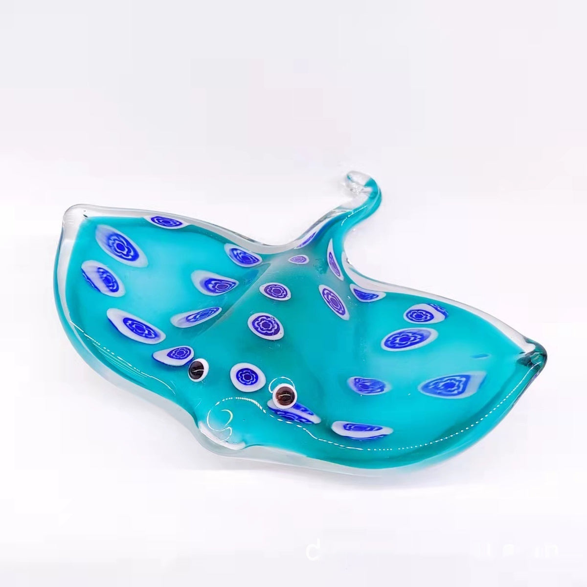 Blue Glass Sea Creature Decoration - Handmade Manta Ray & Starfish Art