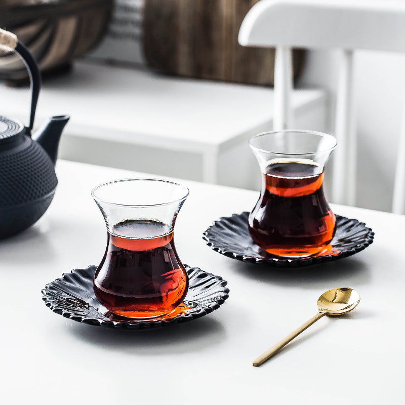170ml Glass Coffee Cup with Saucer - Clear Pyrex Tea Mug for Home Use