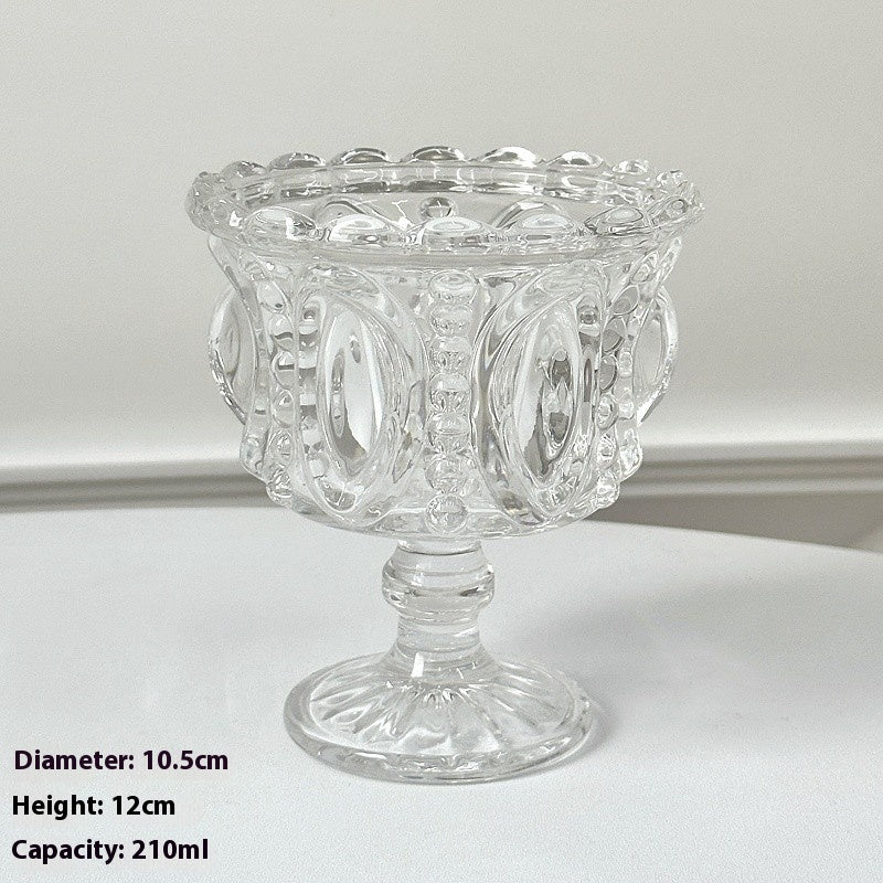 European Style Carved Glass Drinkware - 210ml Home Bar Glasses Set