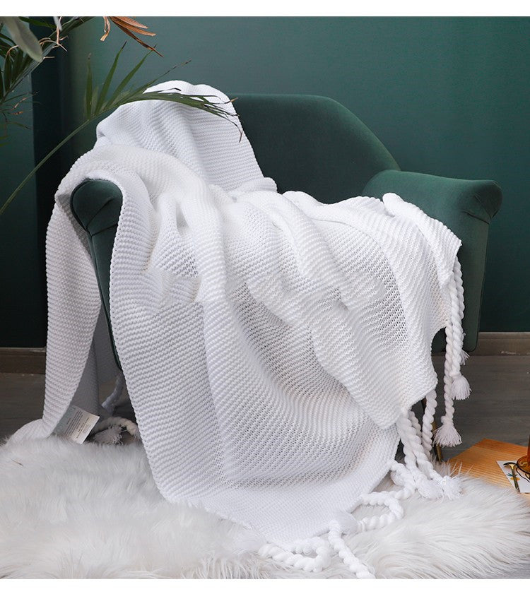 Thick Wool Knitted Sofa Blanket Nordic Style Cozy Throw 130x170cm or 130x200cm