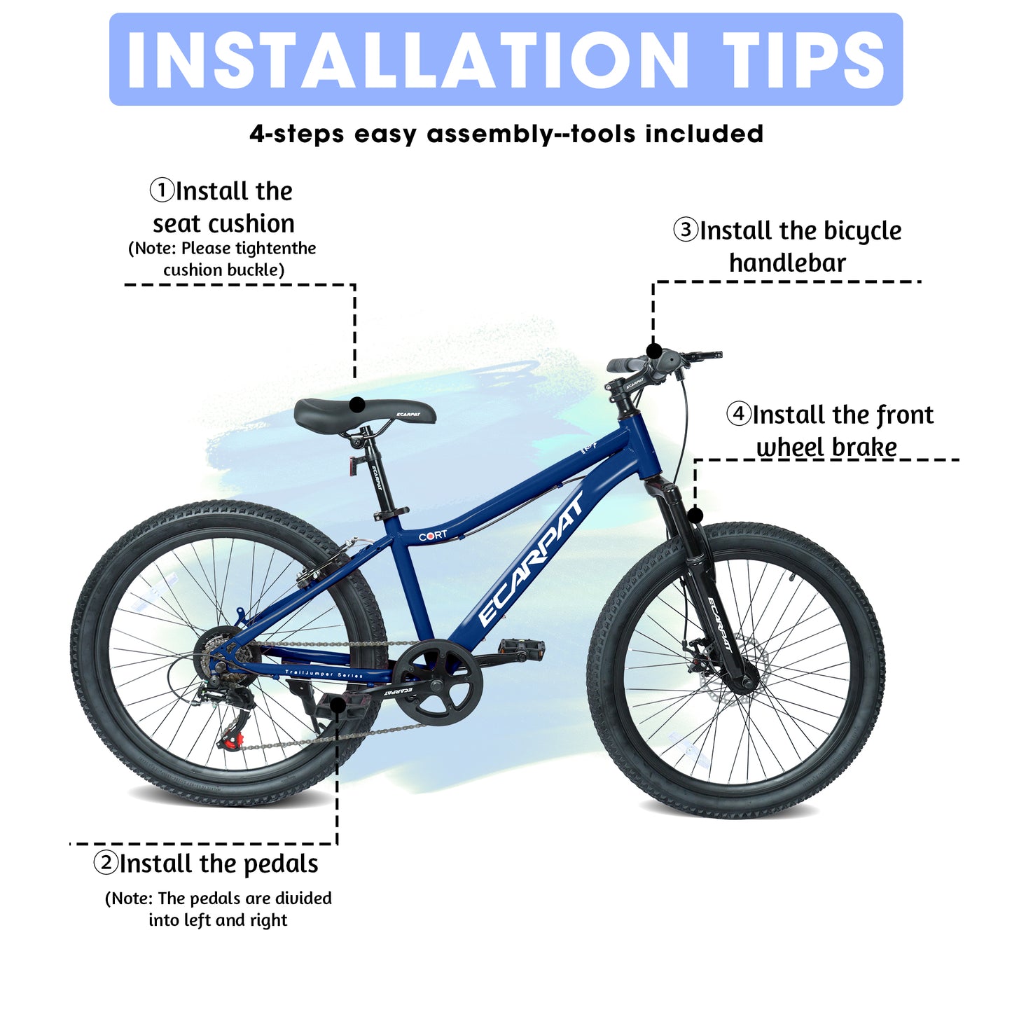Youth Mountain Bike 24 Inch - 7 Speed, Front Suspension, Disc Brakes
