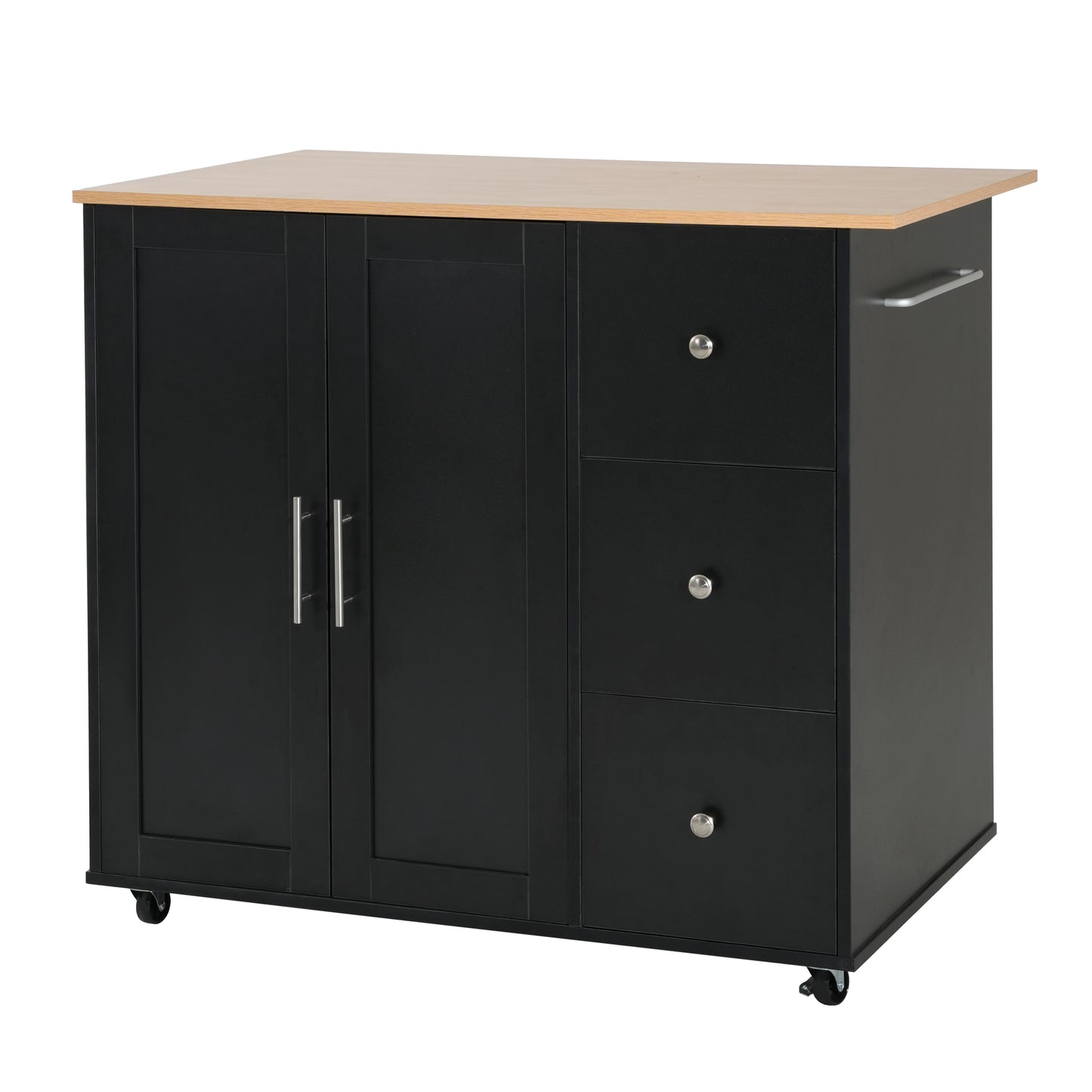 Mobile Kitchen Cart with Storage - Rolling Island, Black