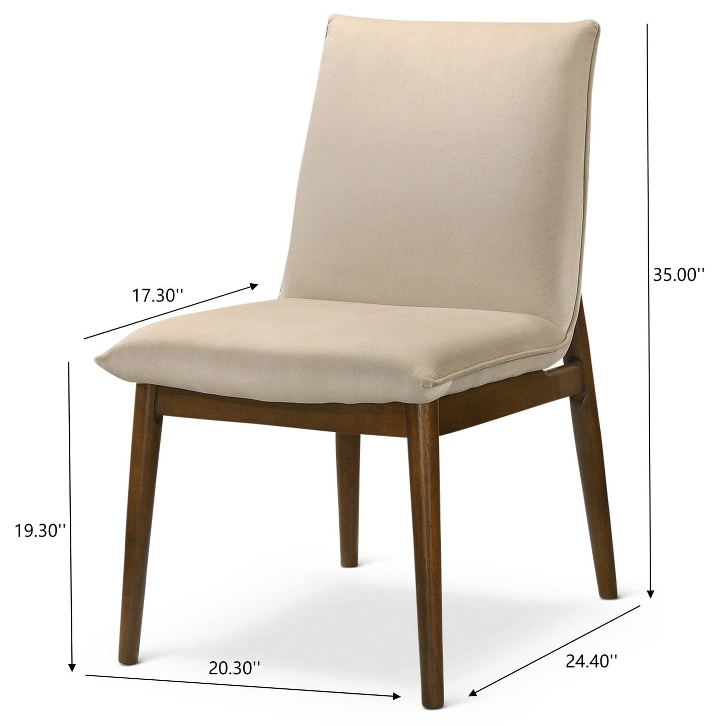 Monza Beige Velvet Dining Chair Set Of 2 For Room, Kitchen,