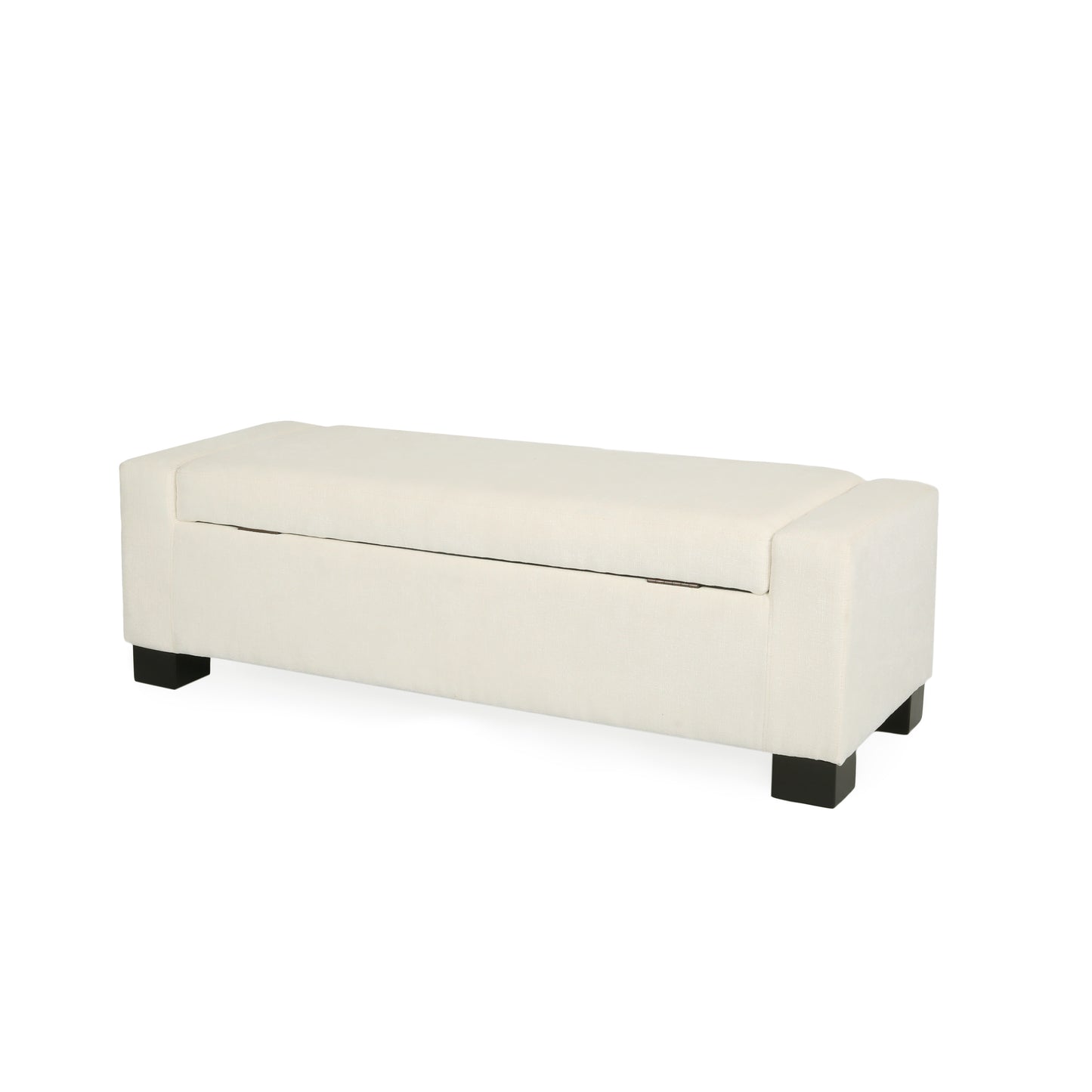 50-Inch White Storage Ottoman with Hinged Lid for Living Room & Bedroom