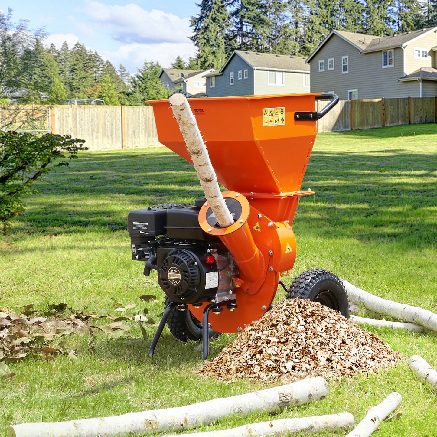Heavy Duty Gas-Powered Wood Chipper Shredder Mulcher 7HP 3-In-1 Garden Equipment