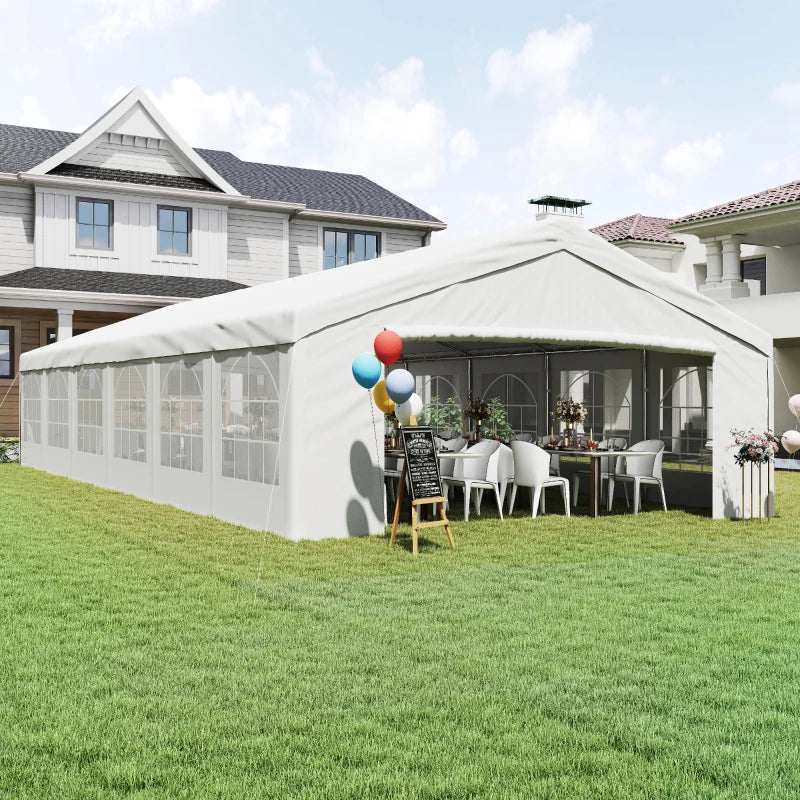 Heavy Duty 20x40 Ft Party Tent with Removable Sidewalls - White