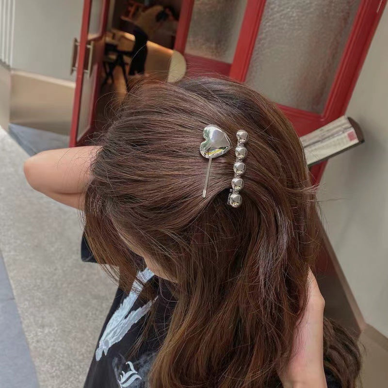 Metal Heart Hair Clip - Gold & Silver Hair Accessories for Women