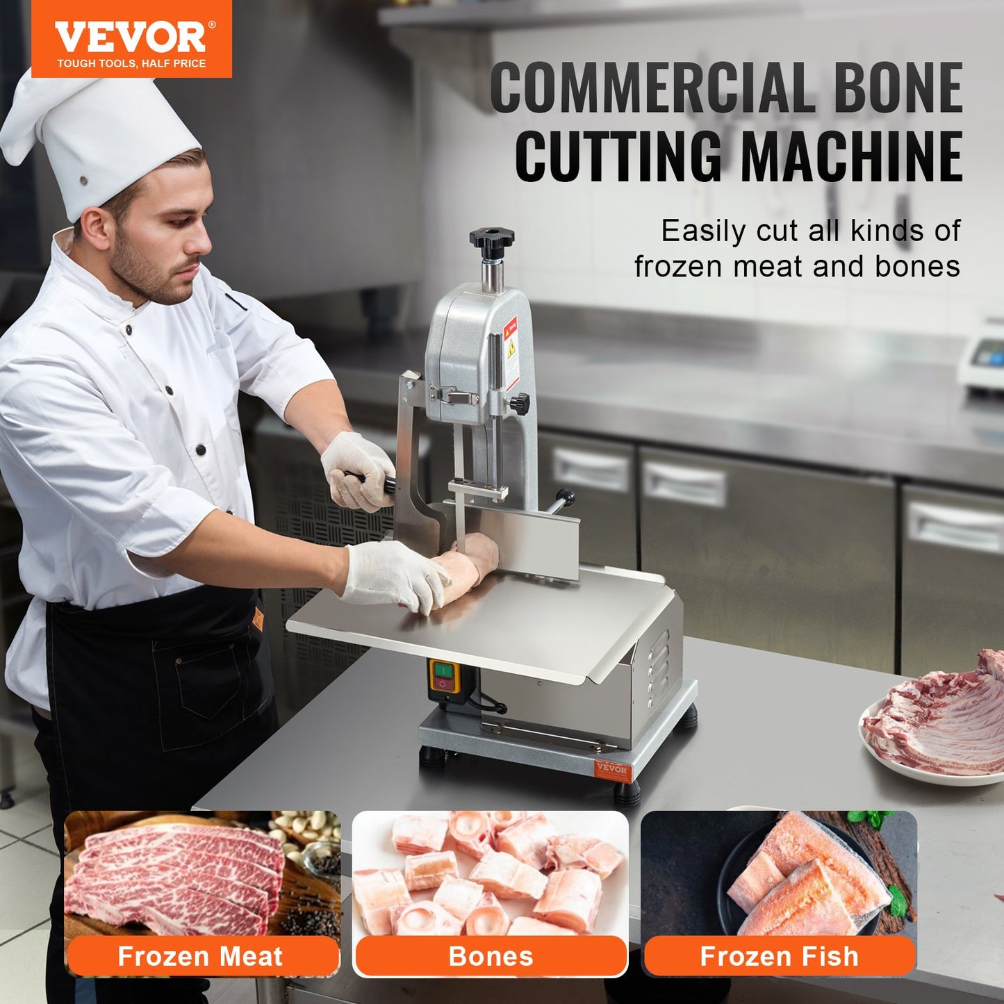 650W Commercial Stainless Steel Meat Bone Saw with Adjustable Thickness