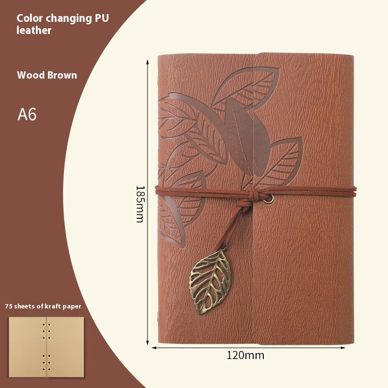 Vintage Travel Notebook - Loose Leaf Diary with Imitation Leather Cover