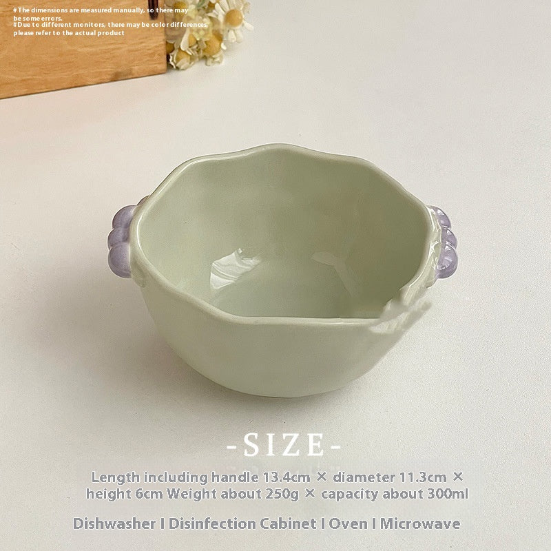 Candy Pearl Double-Ear Ceramic Bowl - Nordic Style Kitchen Decor