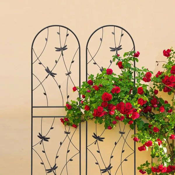 Metal Garden Trellis - 71" x 19.7" Rustproof Plant Support - Black