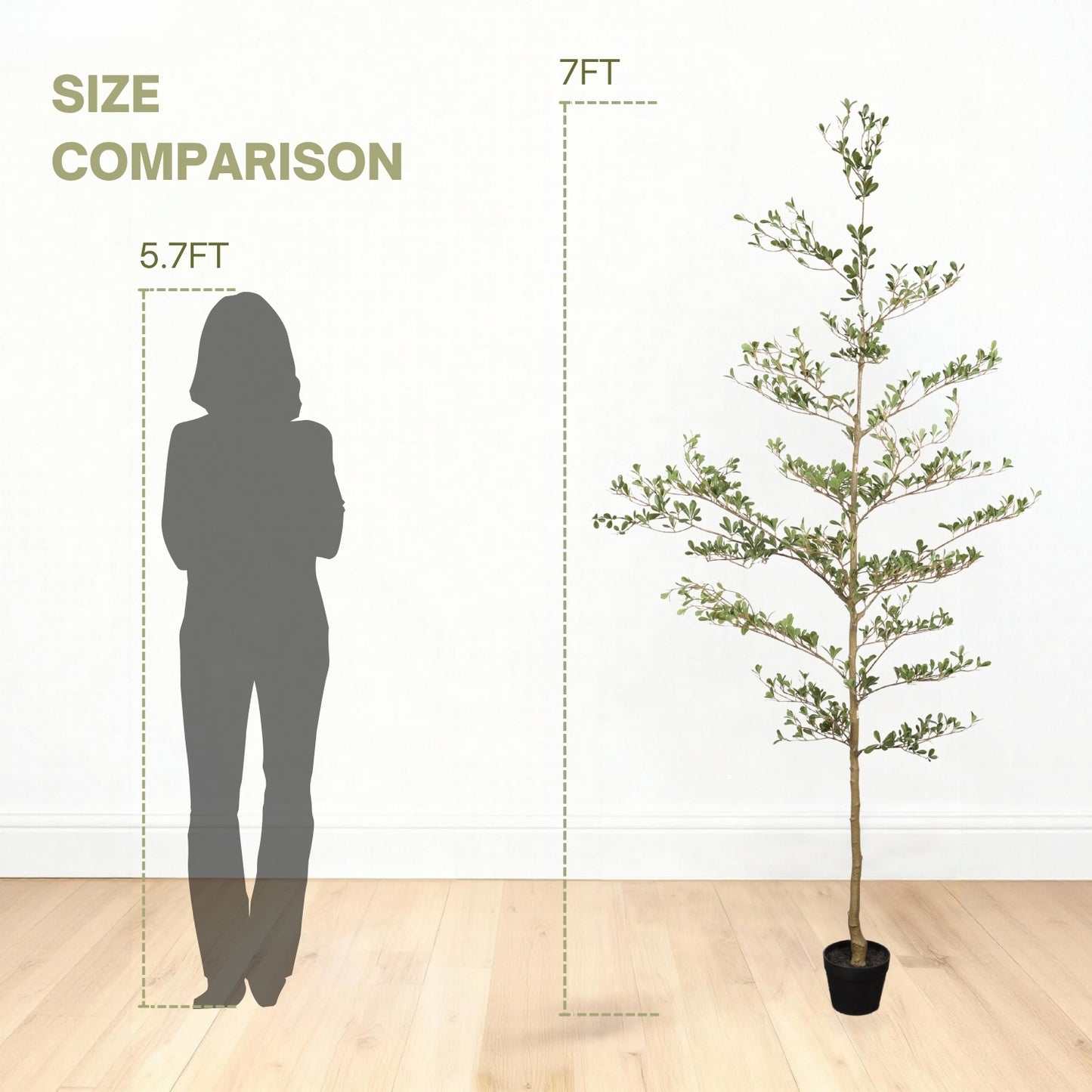 7FT Artificial Black Olive Tree - Realistic Indoor Fake Plant