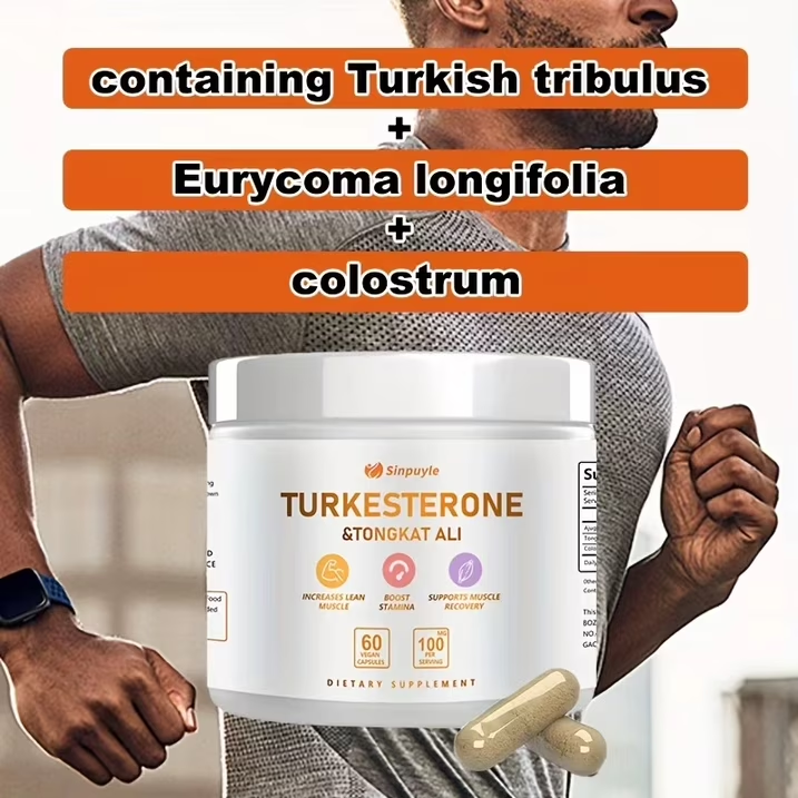 Turkesterone & Tongkat Ali Supplement - 60 Vegan Capsules for Muscle Growth