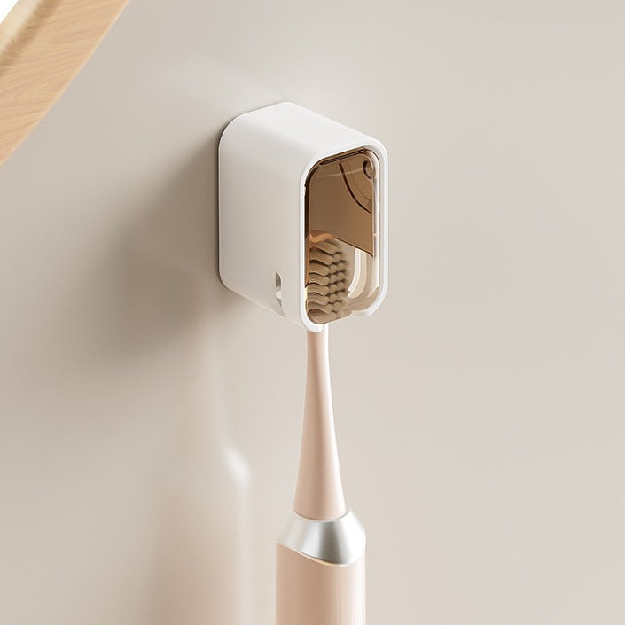 Wall Mounted Toothbrush Holder No Drill Waterproof Dustproof Bathroom Storage