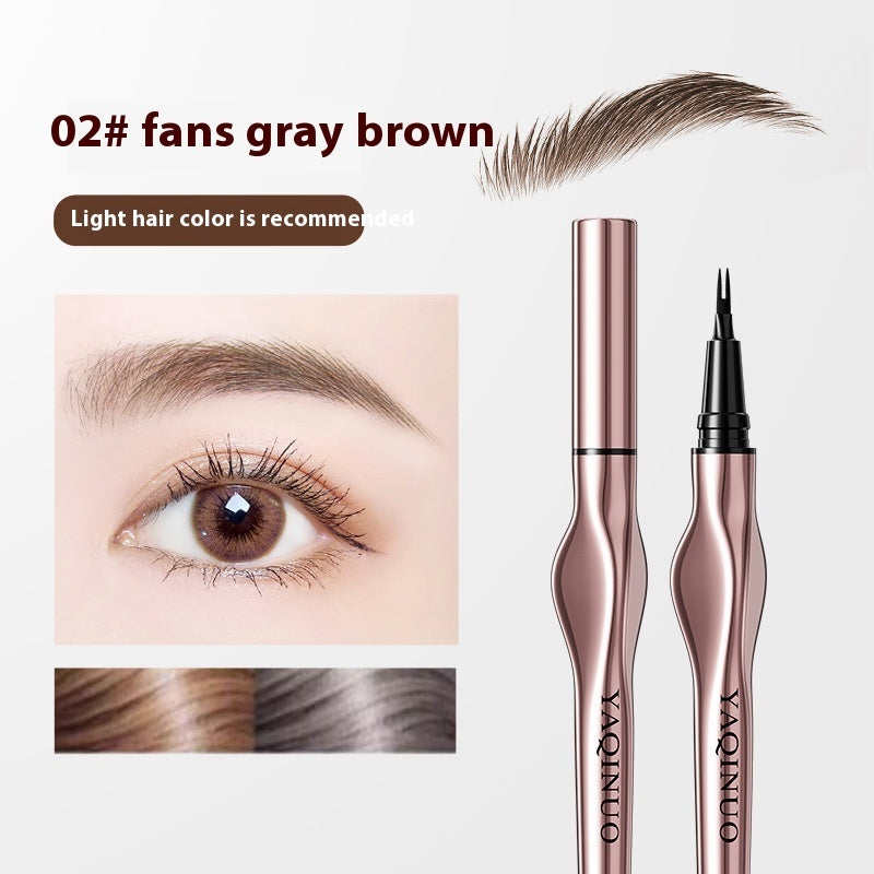 Waterproof Eyebrow Pencil with Dual-Fork Tip - Sweat-proof, Long-lasting Makeup Tool