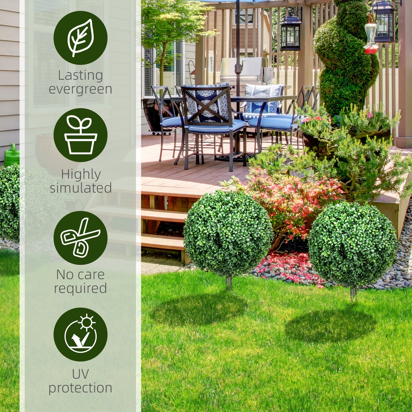 Artificial Boxwood Topiary Trees - Set of 2 UV Resistant