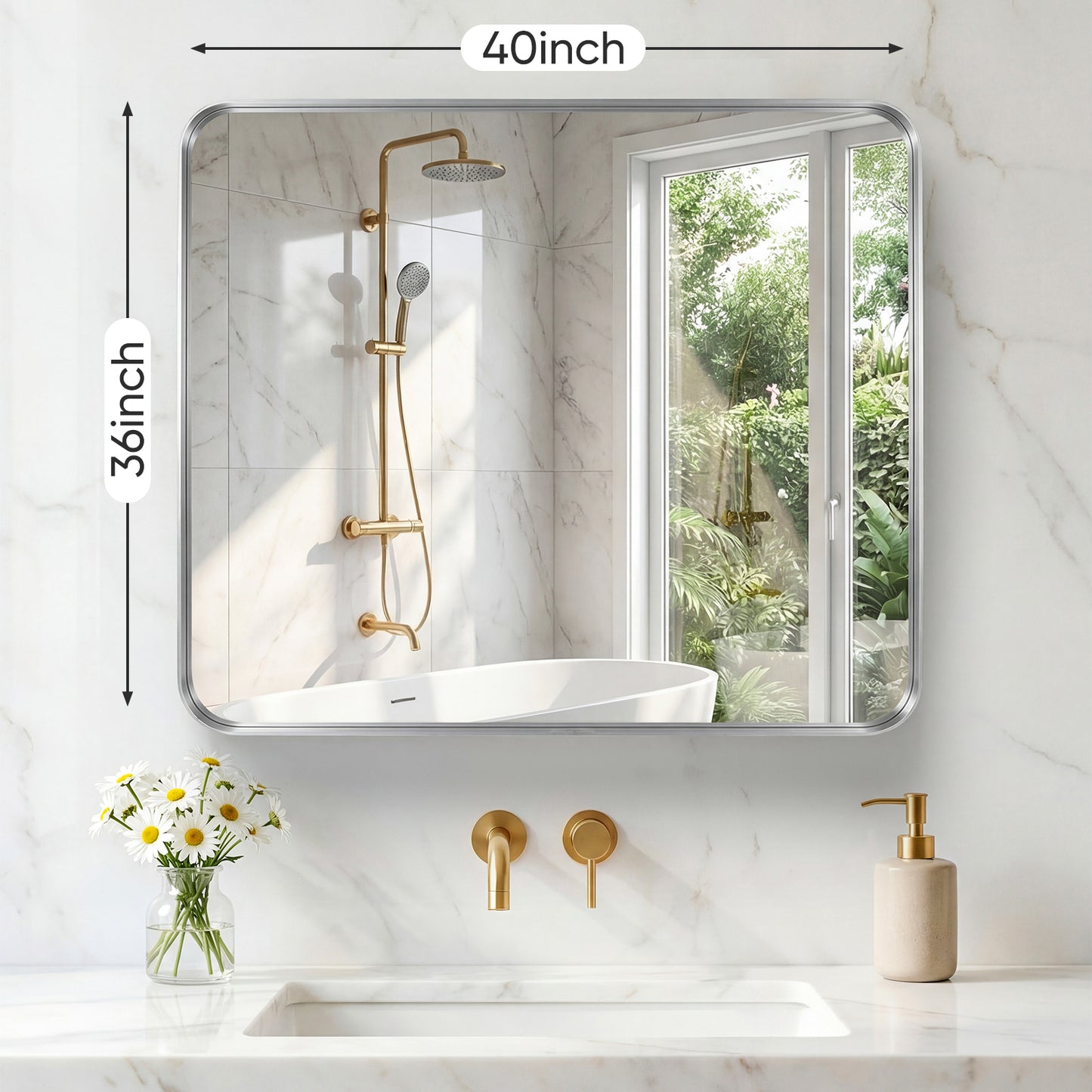 Rectangular Metal Frame Wall Mirror - Modern Decorative Home Decor